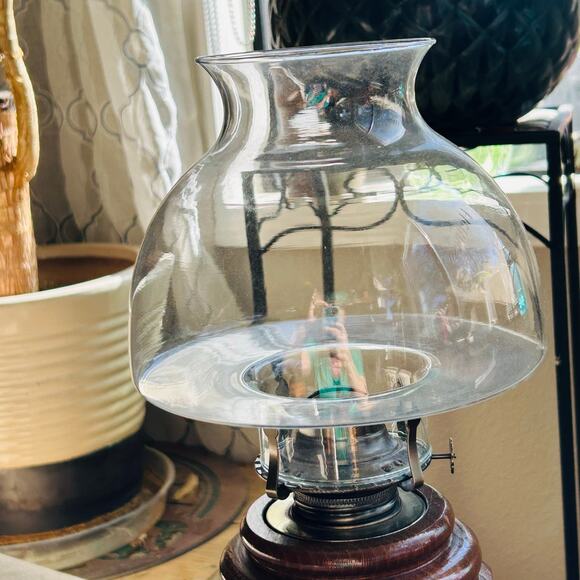 Vintage Lamplight Farms Wood Base Lamp with Metal Canister for Fluid 13” Tall - Picture 4 of 9